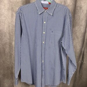 Izod Shirt Men's Large Blue Plaid Button-Down‎ Long Sleeve Beautiful Condition